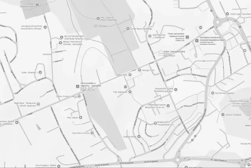 Mapa dojazdowa — lokalizacje Muzeum Miejskiego w Jastrzębiu-Zdroju